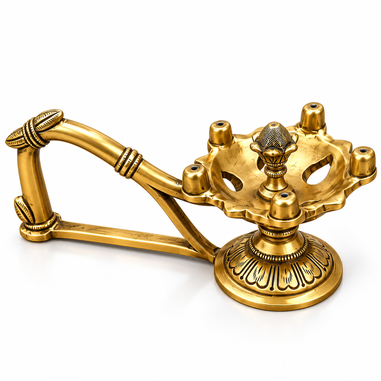 Antique Brass Temple Oil Lamp