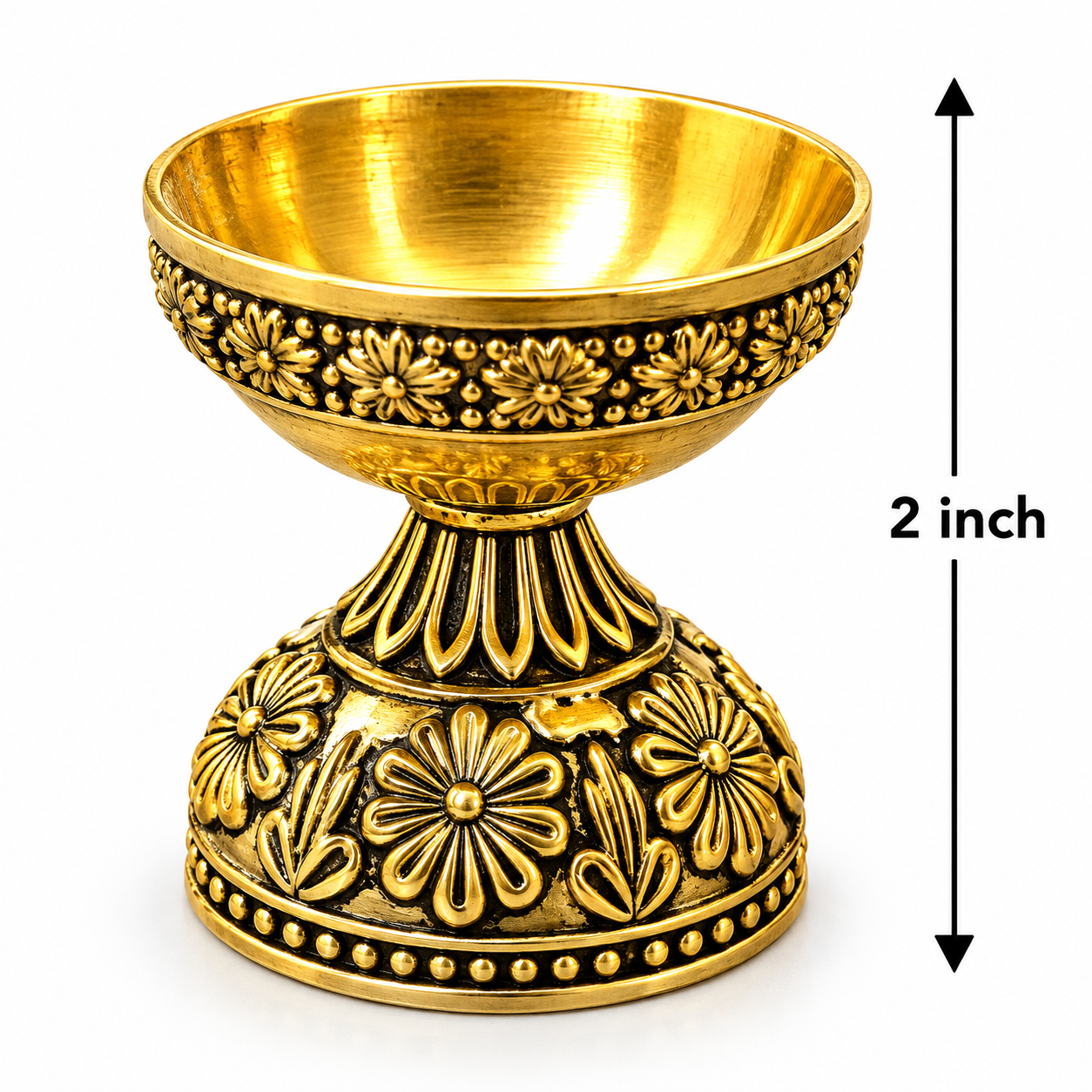 Ornate Antique Brass Diya - 2 Inch (Style 1)