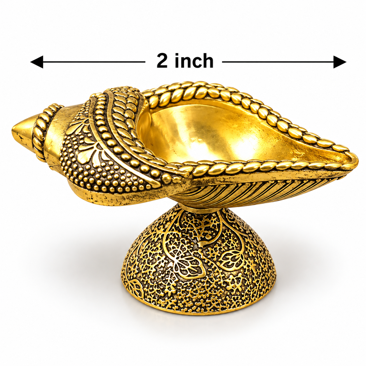 Ornate Antique Brass Diya - 2 Inch (Style 2)