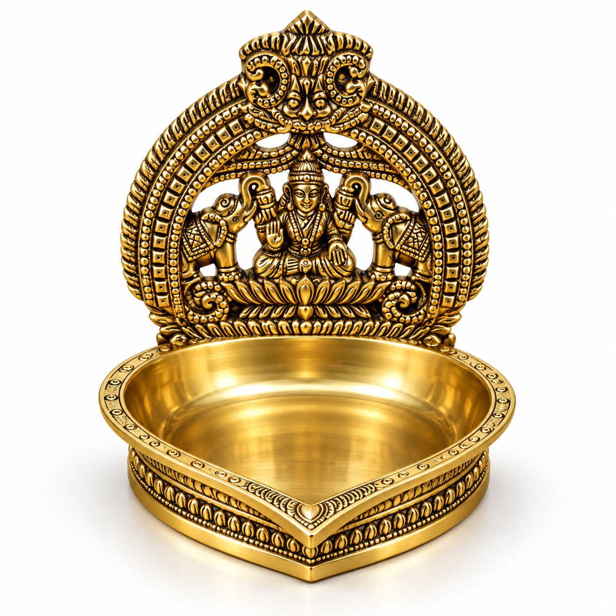 Ornate Antique Brass Hindu Diya Lamp
