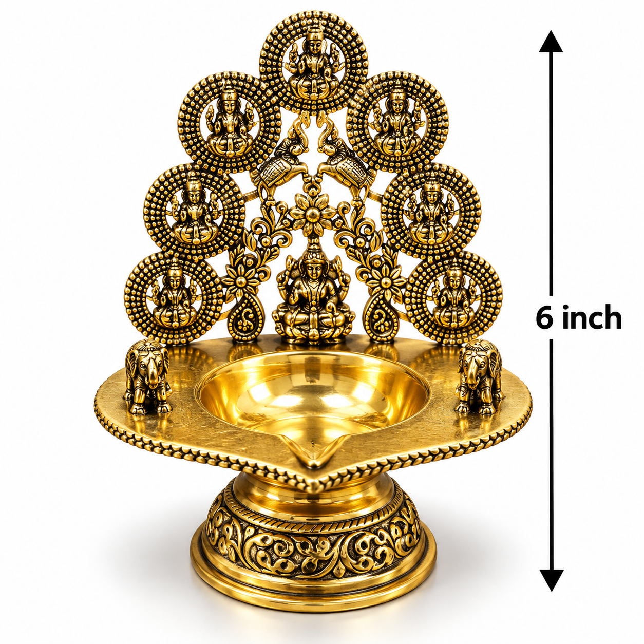 Ornate Brass Diya Stand - 6 Inch