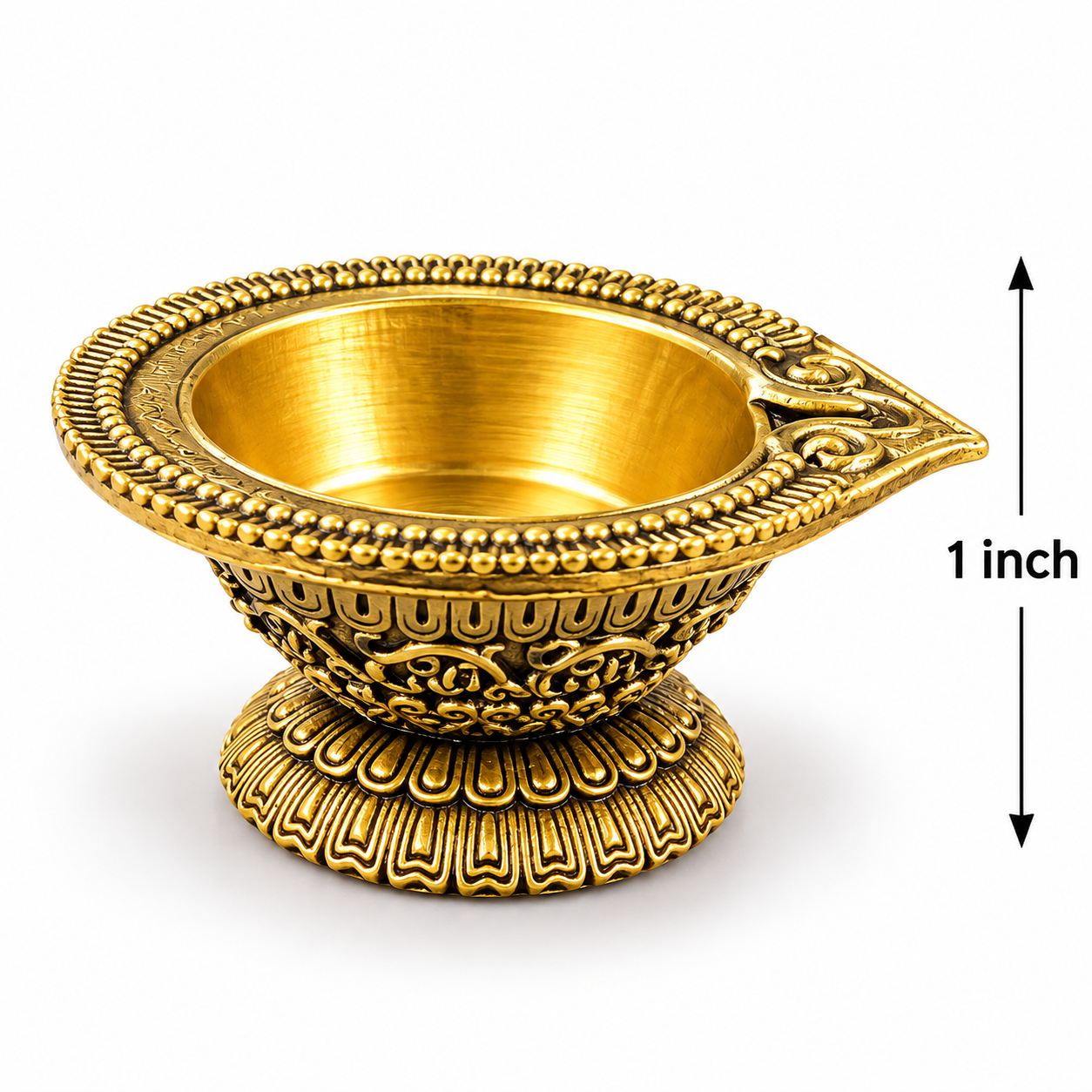 Ornate Brass Diya - 1 Inch