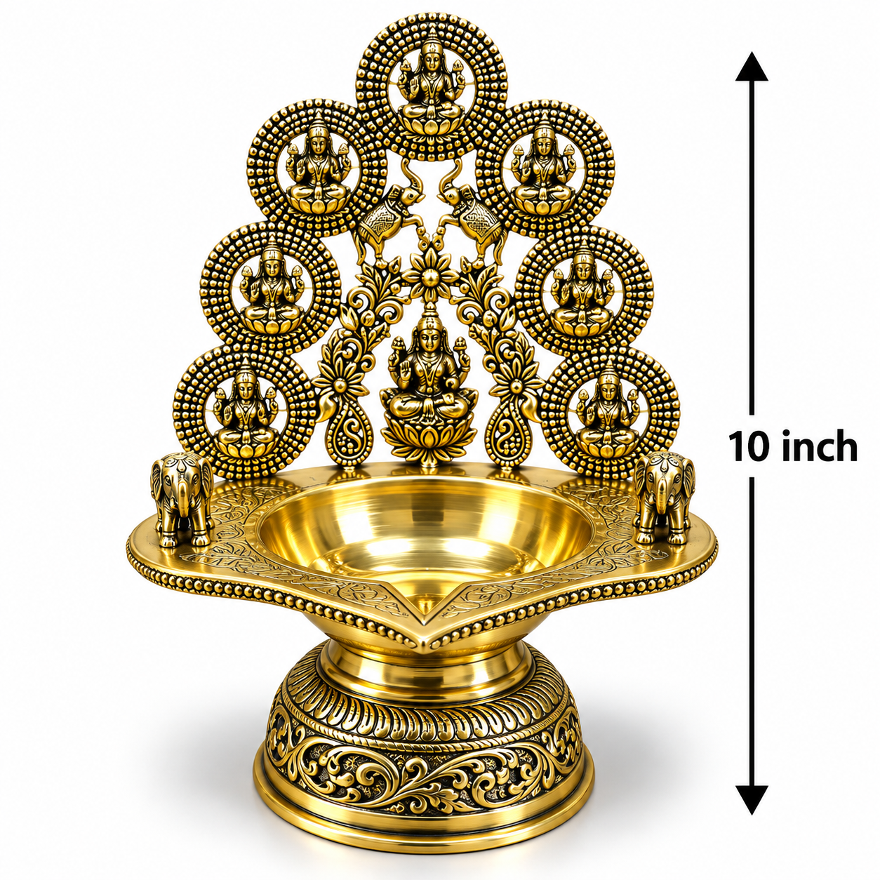 Ornate Brass Hindu Lamp - 10 Inch
