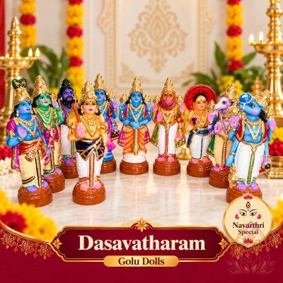 Festive Dasavatharam Golu Dolls Display