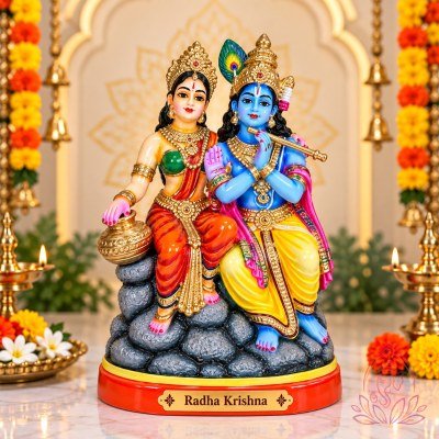 Radha Krishna Festive Temple Figurine