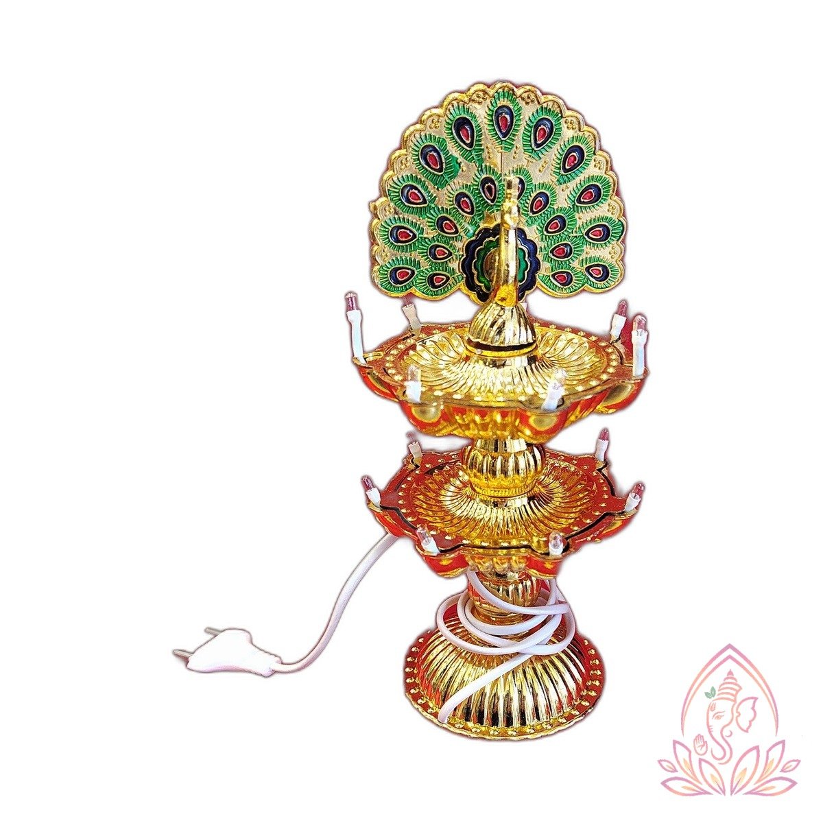 Traditional Brass Peacock Electric Hanging Diya