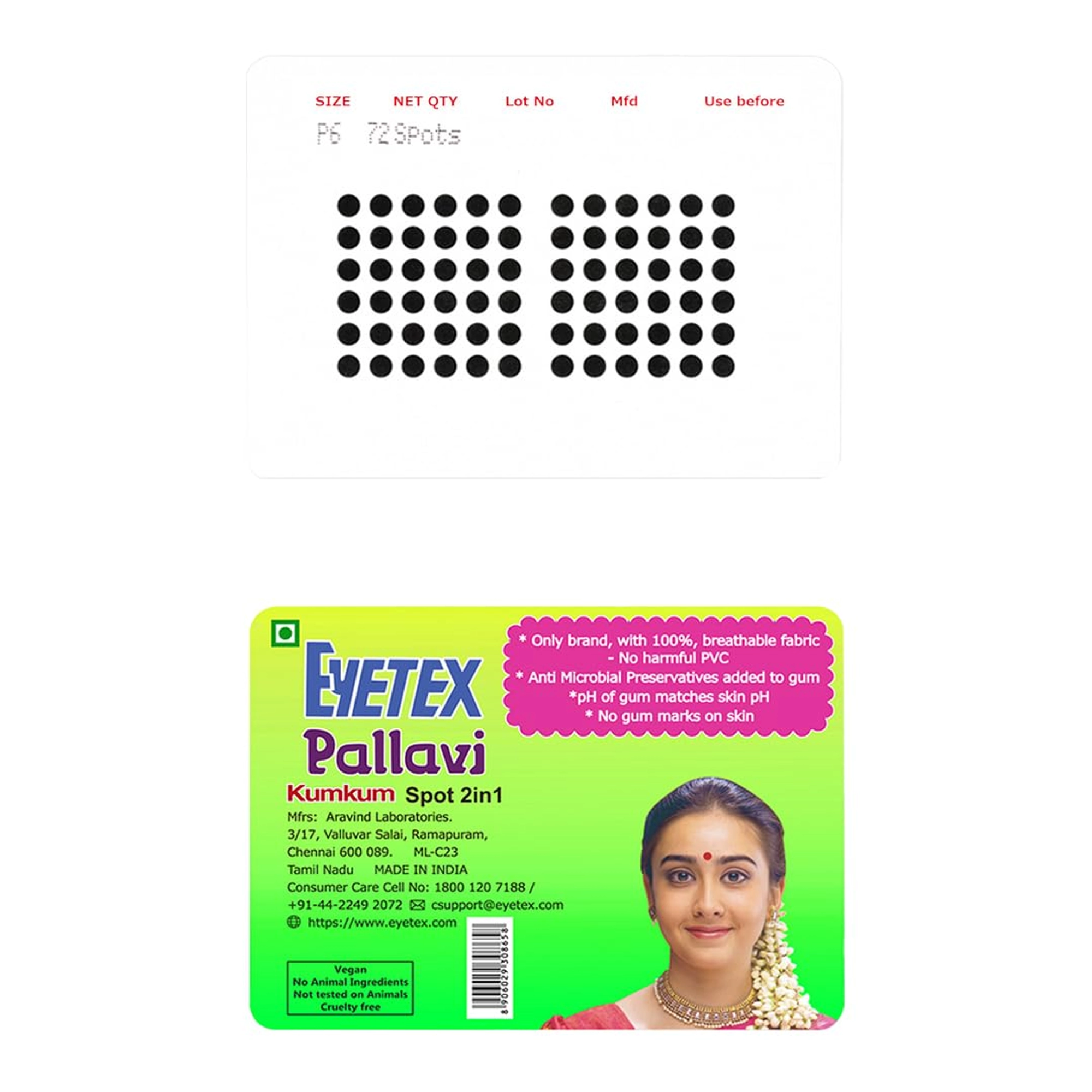 Eyetex Pallavi Round Sticker Bindi - Black (P6)